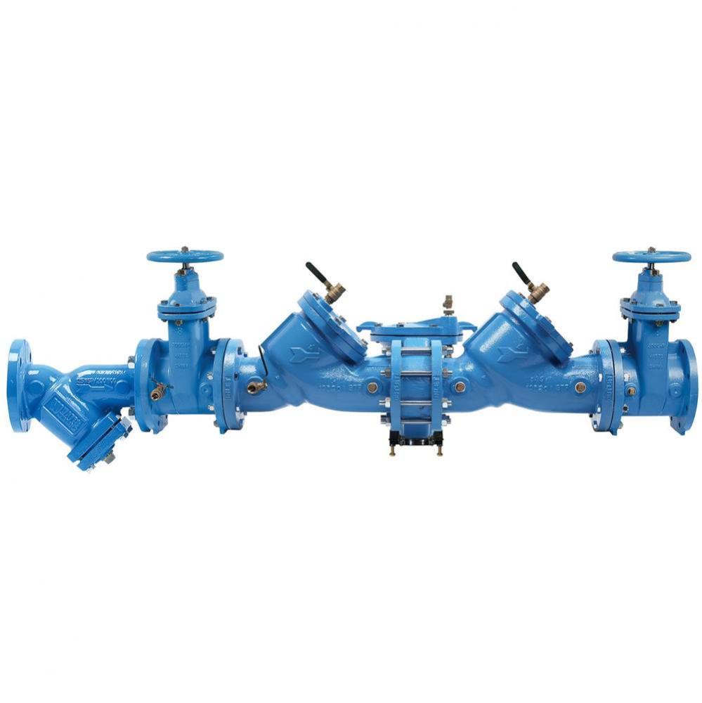 8 IN Cast Iron Reduced Pressure Zone Backflow Preventer Assembly, NRS Shutoff, Epoxy Strainer, Arm