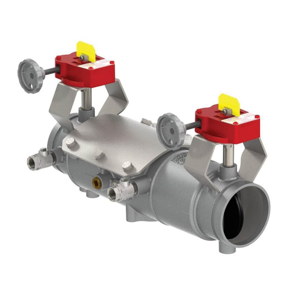 8 IN SS Double Check Valve Backflow Preventer Assembly, Magnum, Integral Butterfly Shutoff Valves,