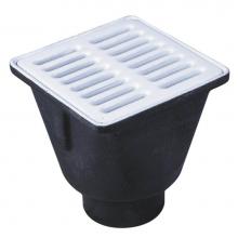 Watts FS-714P - Floor Sink, 4 IN Pipe, 8 IN Square x 6 IN Deep Porcelain Enamel Coated Cast Iron Grate, Dome Botto
