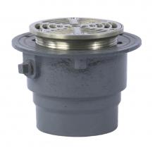 Watts FD-202-A5-US - Floor Drain, Epoxy Coated CI, Anchor Flange, Weepholes, Adj 5 IN Round NB Strainer, 2 IN NH Outlet