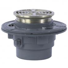 Watts FD-102P-A6-US - Floor Drain, Epoxy Coated CI, Anchor Flange, Reversible Clamping Collar, Weepholes, Adj 6 IN Round
