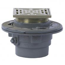 Watts FD-102P-M5-US - Floor Drain, Epoxy Coated CI, Anchor Flange, Reversible Clamping Collar, Weepholes, Adj 5 IN Squar