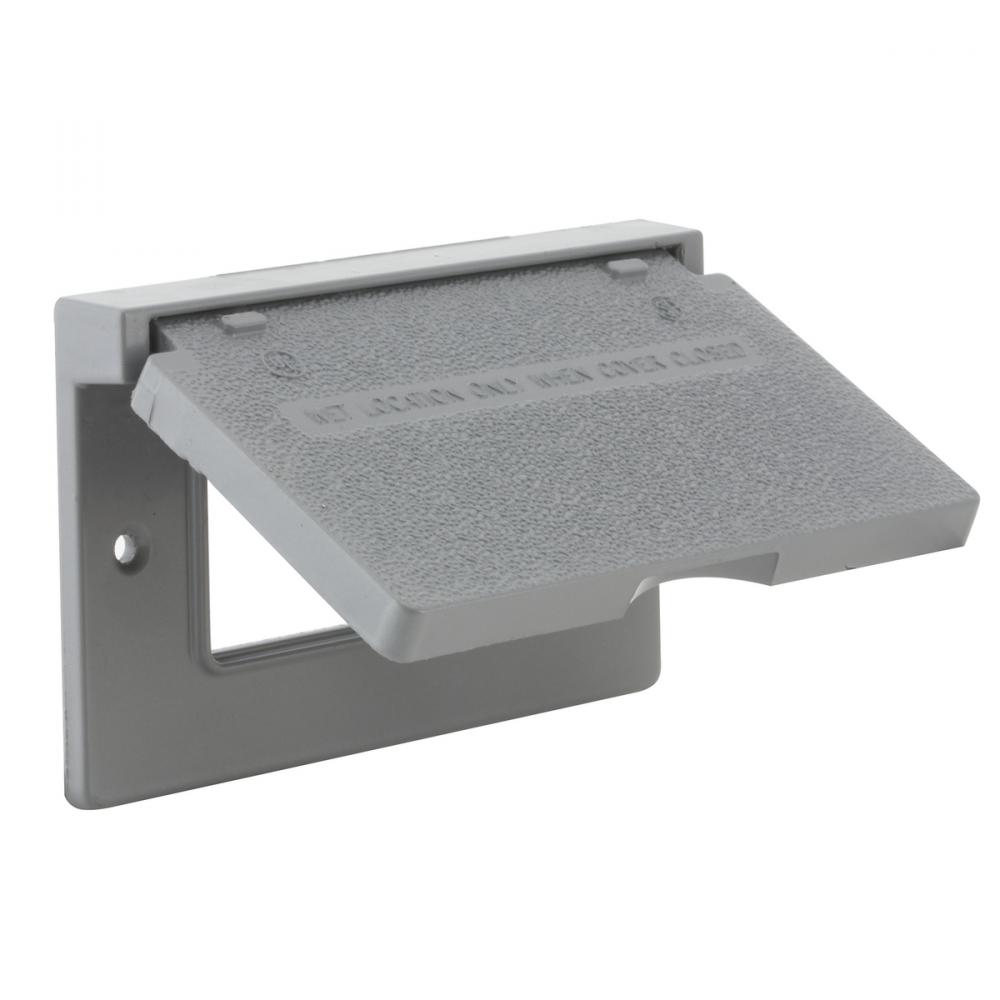 1G HORIZ WEATHERPROOF COVER GFCI - GRAY