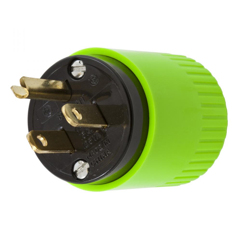 PLUG, 15A 125, 5-15P, HIVIS GRN