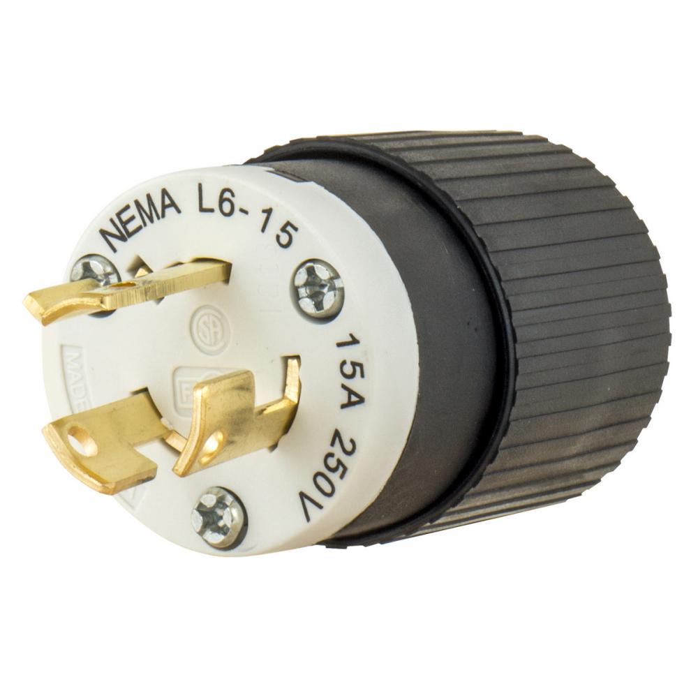 LKG PLUG, 15A 250V, L6-15P, B/W