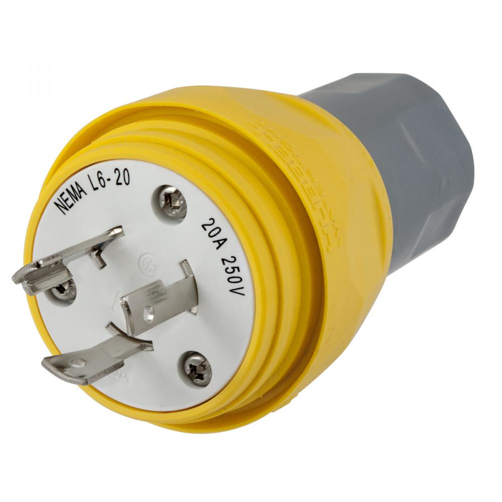 PLUG, NEMA L6-20P, 20A 250V, YL