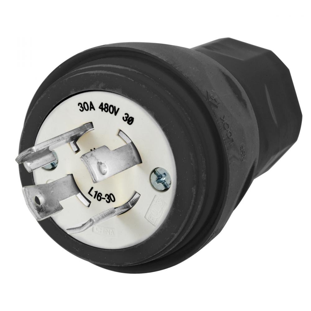 PLUG, W/TIGHT, 3P 30A 480V, L16-30P, BK