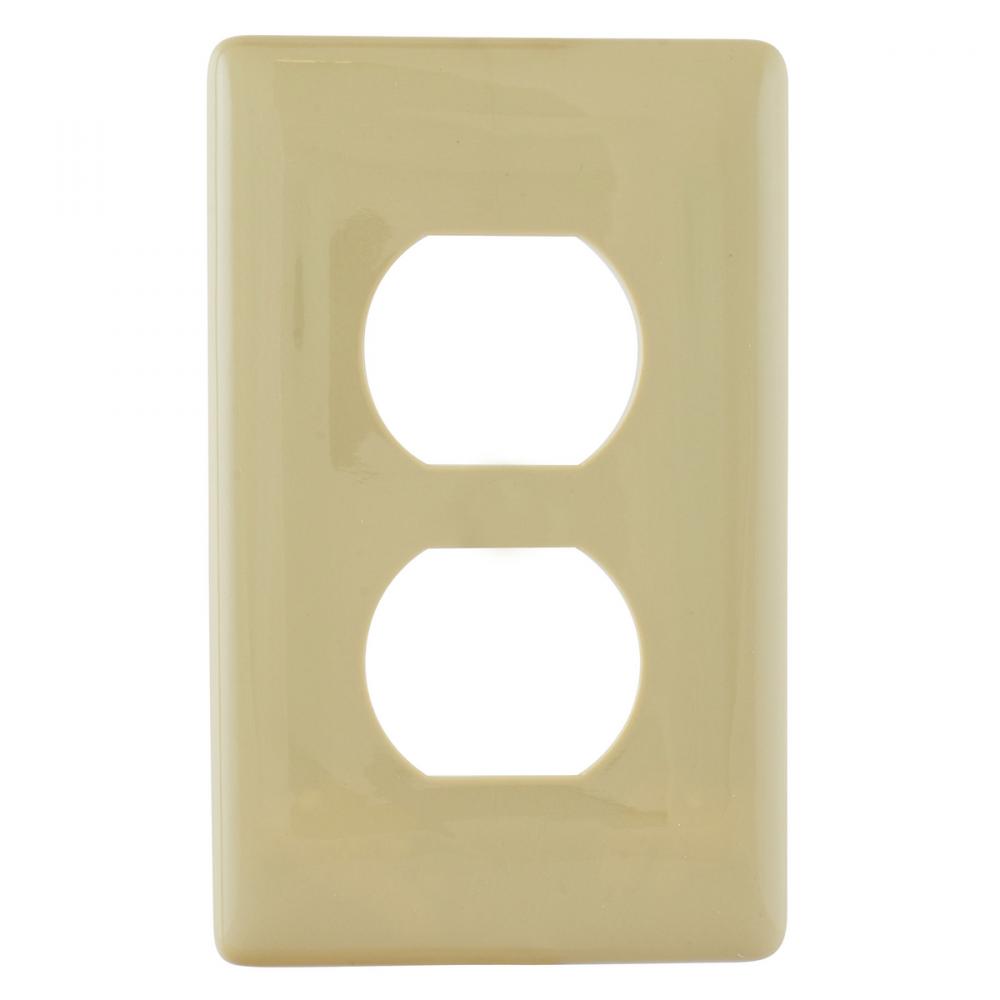 WALLPLATE, 1G DUPLEX, SNAP-ON,IVORY