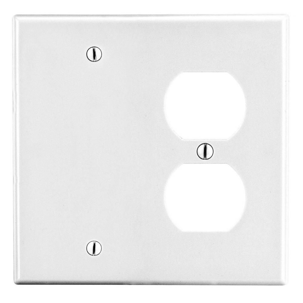 WALLPLATE, 2-G, 1) DUP 1) BLANK, WH