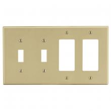 Hubbell Canada P2262I - WALLPLATE, 4-G, 2) TOG 2) DEC, IV