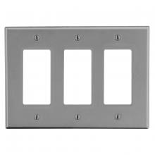 Hubbell Canada PJ263GY - WALLPLATE, M-SIZE, 3-G, 3) DEC, GY