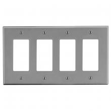 Hubbell Canada PJ264GY - WALLPLATE, M-SIZE, 4-G, 4) DEC, GY