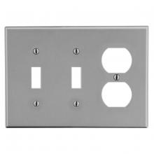 Hubbell Canada P28GY - WALLPLATE, 3-G, 2) TOG 1) DUP, GY