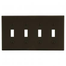 Hubbell Canada PJ4 - WALLPLATE, M-SIZE, 4-G, 4) TOG, BR