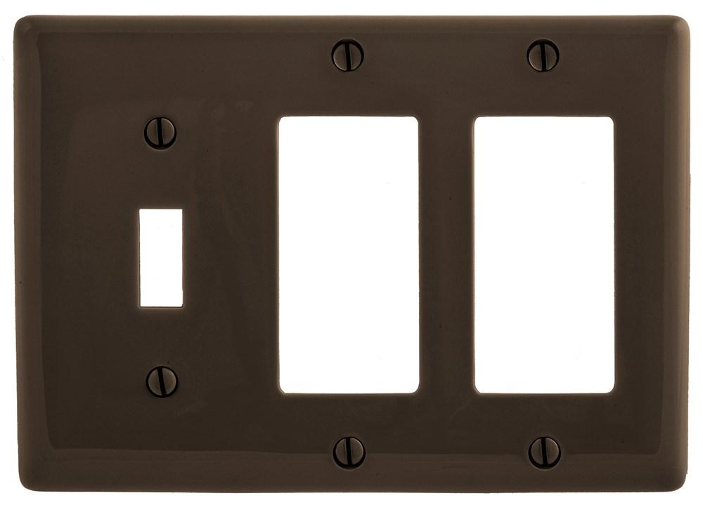 WALLPLATE, 3-G, 1) TOG 2) DEC, BR