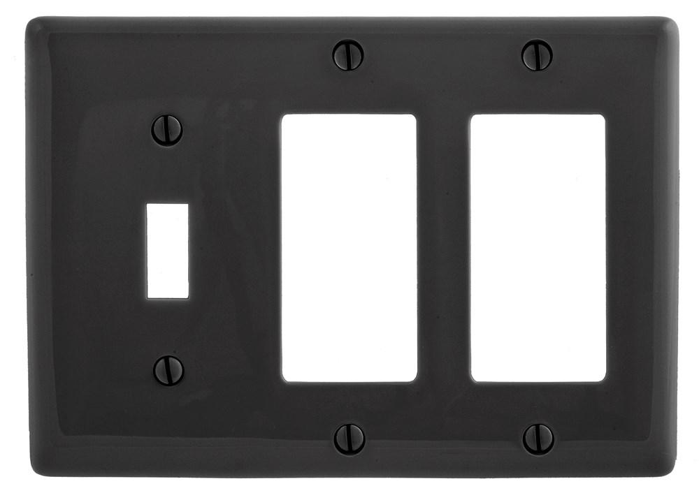 WALLPLATE, 3-G, 1) TOG 2) DEC, BK