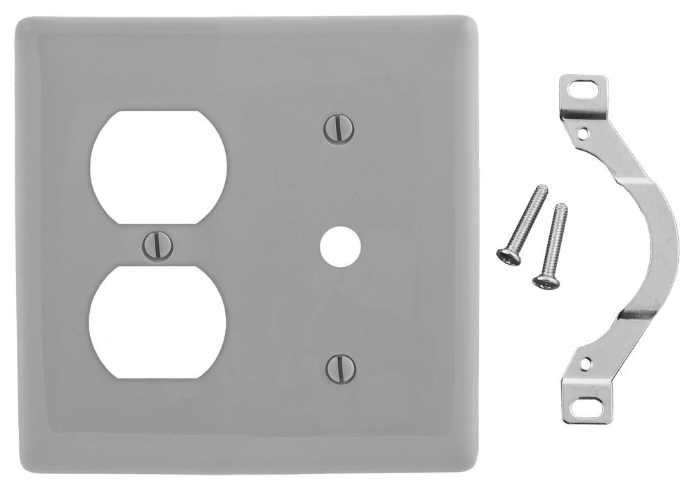 WALLPLATE, 2-G, 1) DUP 1) .406&#34; OPNG, GY