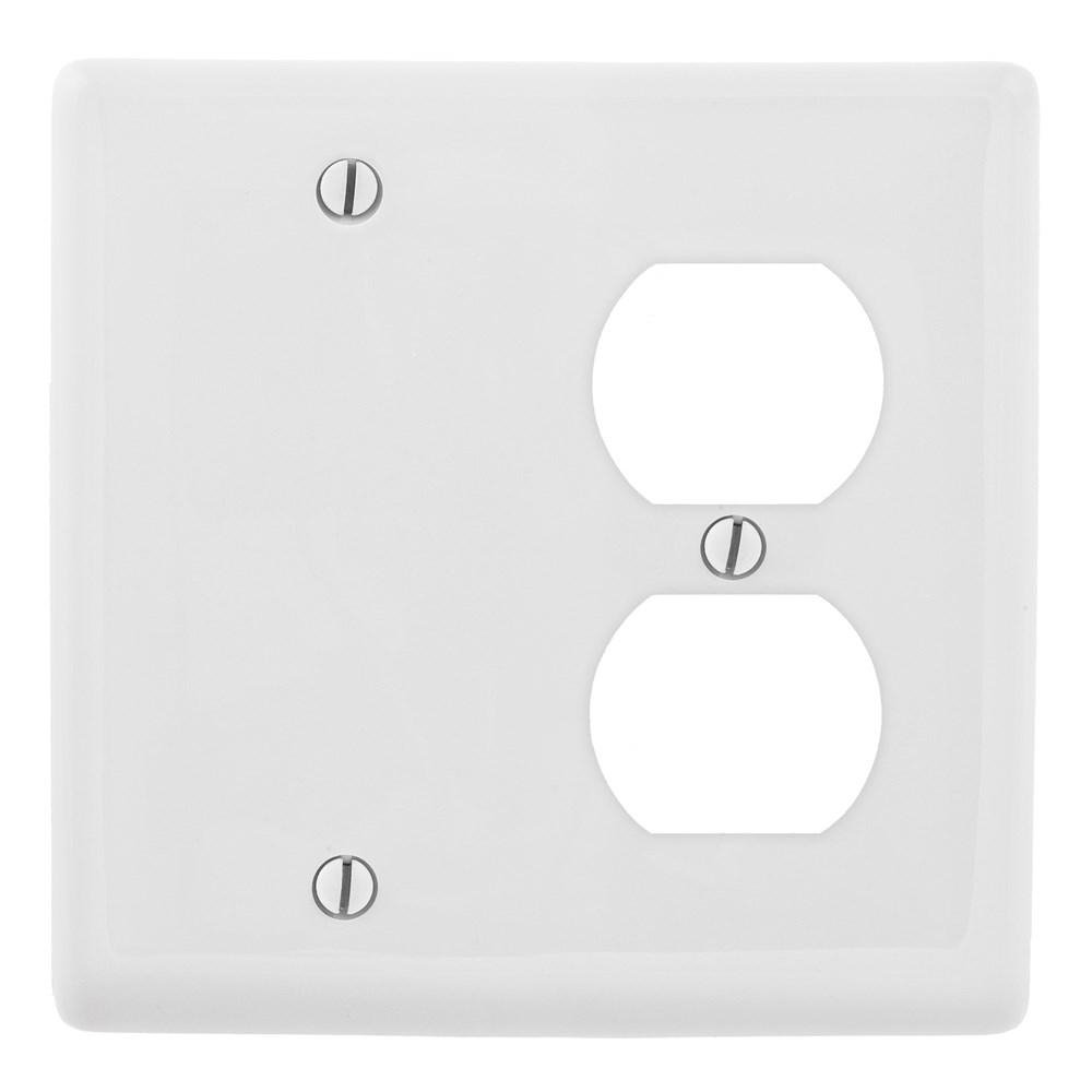 WALLPLATE, 2-G, 1) DUP 1) BLANK, WH