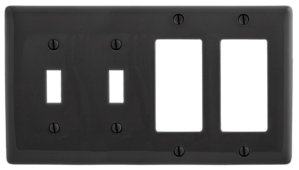 WALLPLATE, 4-G, 2) TOG 2) DEC, BK