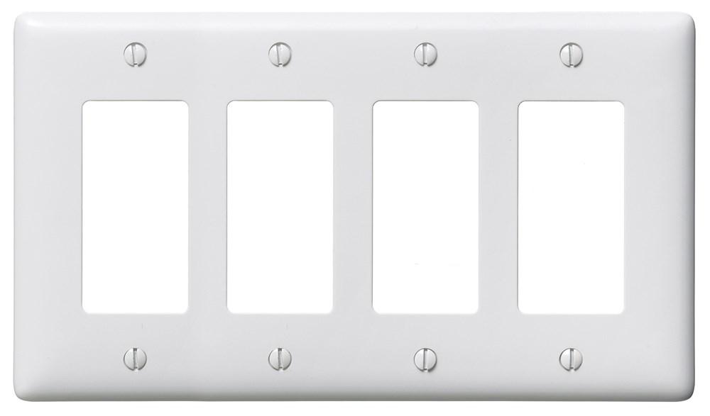 WALLPLATE, 4-G, 4) RECT, WH