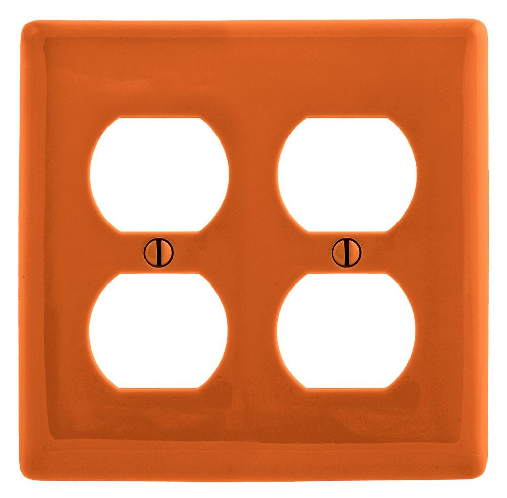 WALLPLATE, 2-G DUPLEX NYL ORANGE