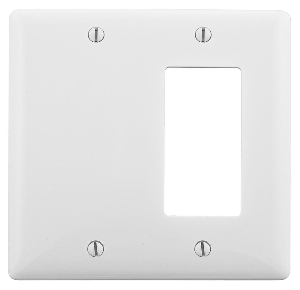 WALLPLATE M-SIZE, 2-G, 1) DEC 1) BLNK, W