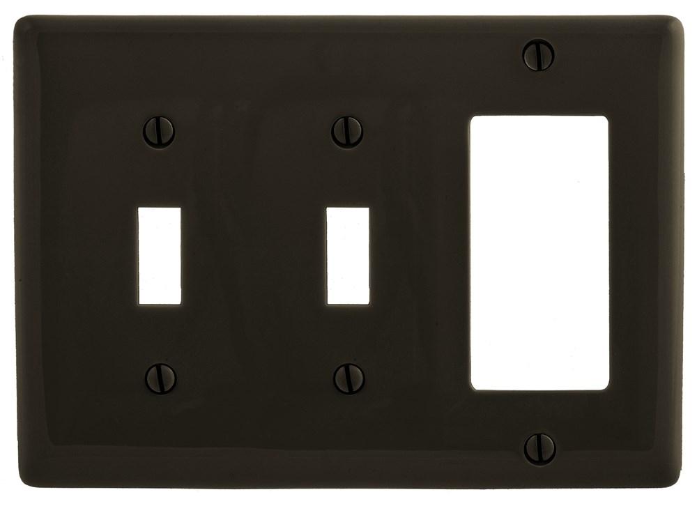 WALLPLATE, M-SIZE 3-G, 2) TOG 1) DEC, BR