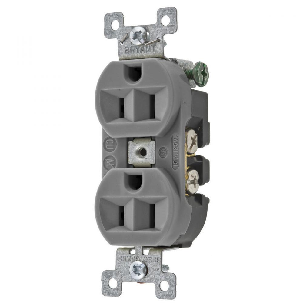 HEAVY DUTY 15A/125V DUPLEX GRAY