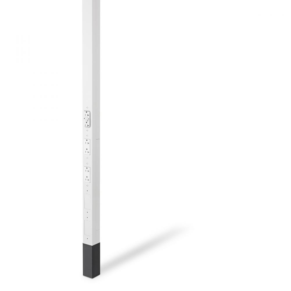 SVCE POLE, 12&#39;2&#34;, 1 GFCI, 2 SL REC, WHT