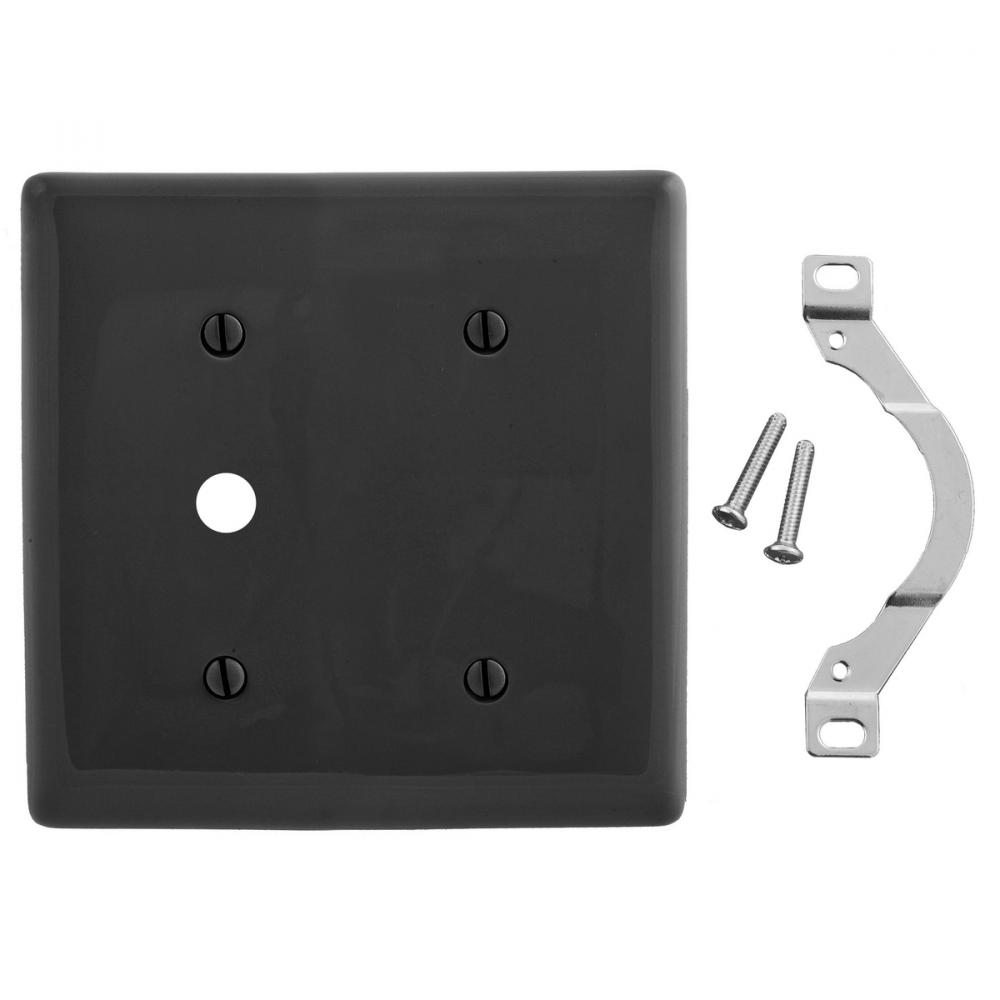 WALLPLATE, 2-G, 1) BLNK 1) .406&#34; OPN, BK