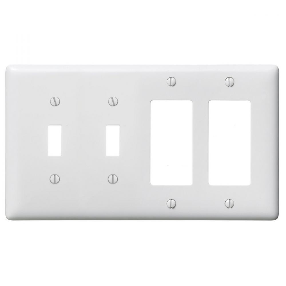 WALLPLATE, 4-G, 2) TOG 2) DEC, WH