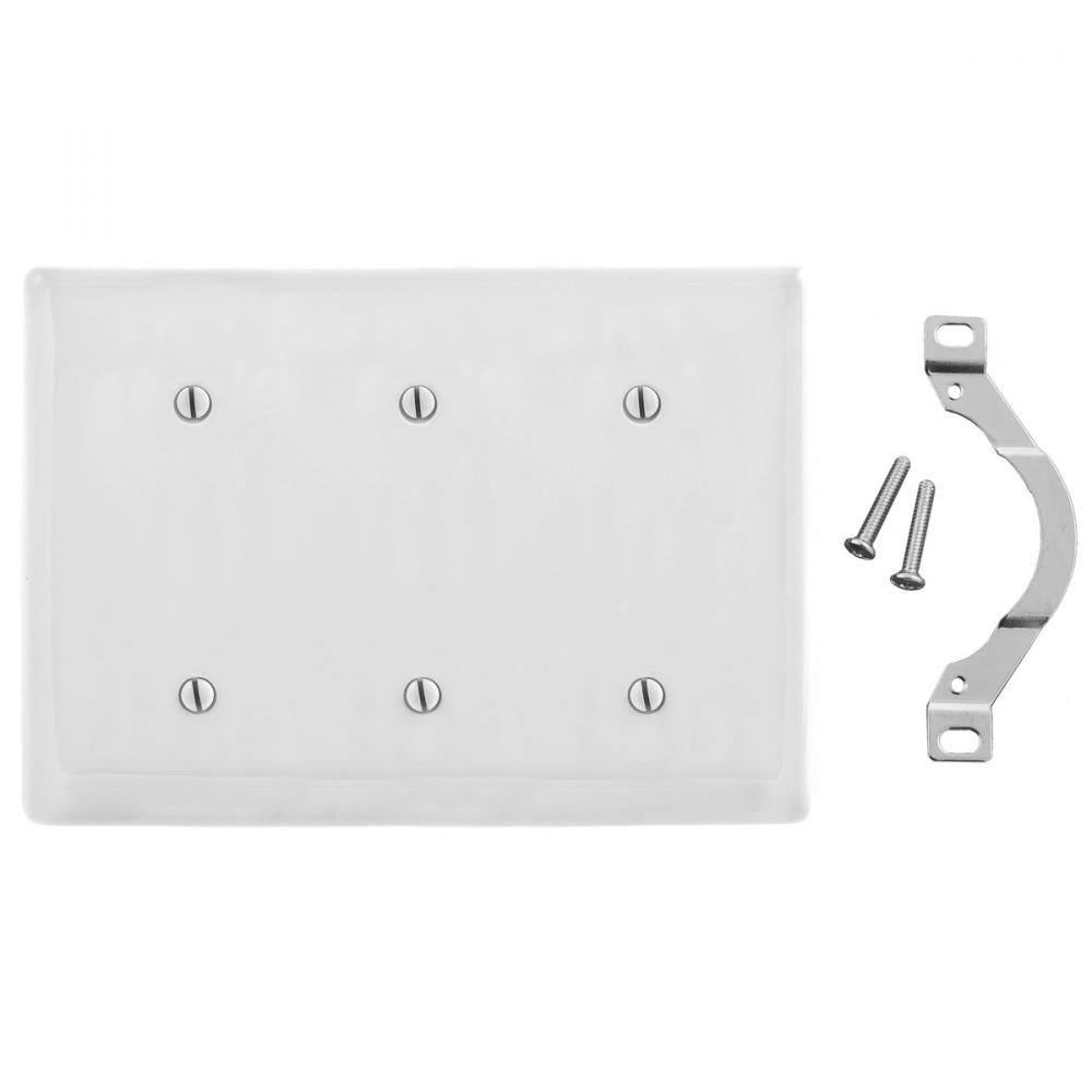 WALLPLATE, 3-G, 3 STRP MT BLANK, WH