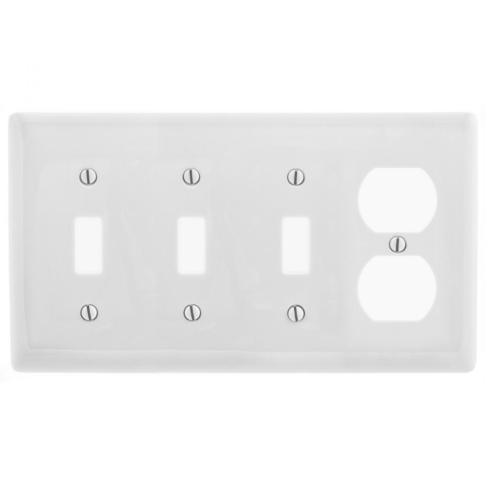 WALLPLATE, 4-G, 3) TOG 1) DUP, WH