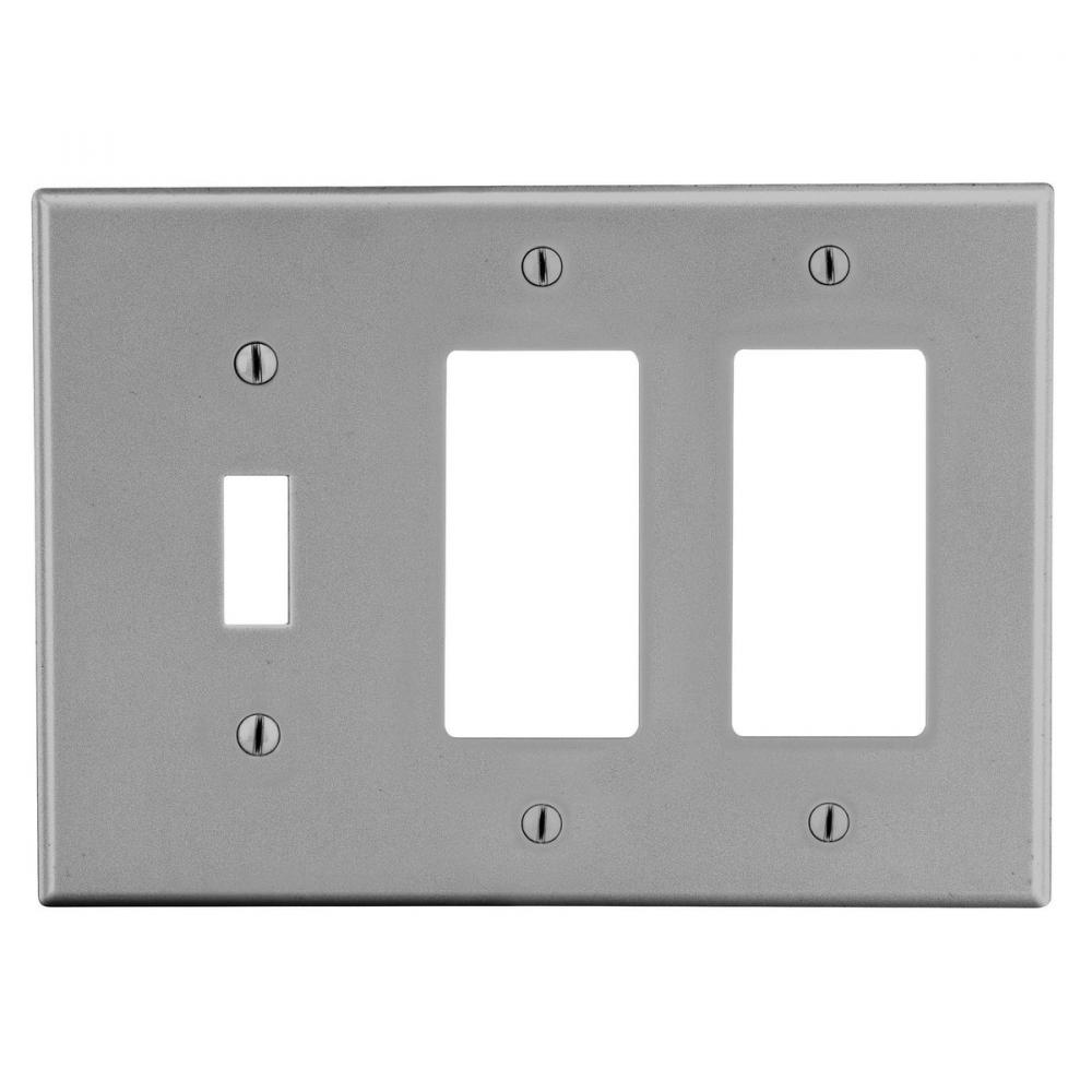 WALLPLATE, 3-G, 1) TOG 2) DECOR GY