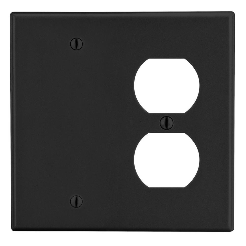 WALLPLATE, 2-G, 1) DUP 1) BLANK, BK