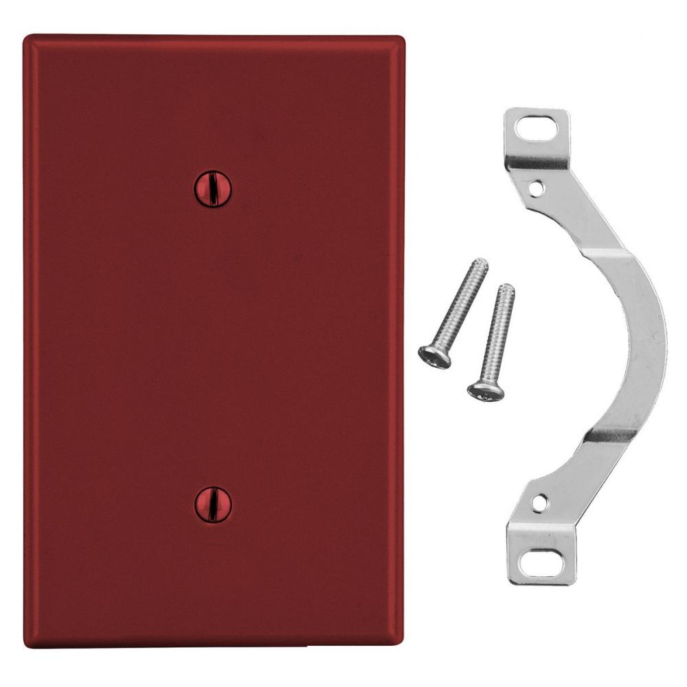 WALLPLATE, 1-G, STRP MT BLANK, RED