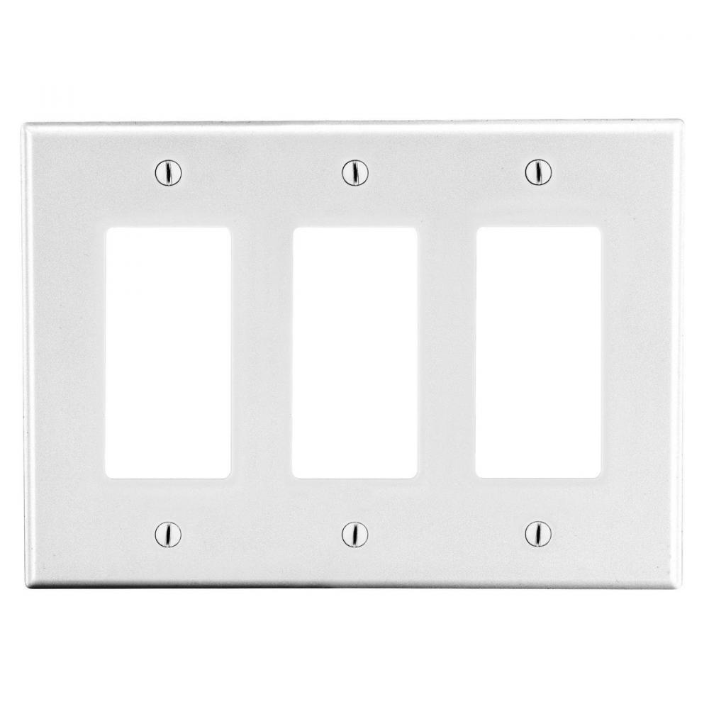 WALLPLATE, M-SIZE, 3-G, 3) DEC, WH