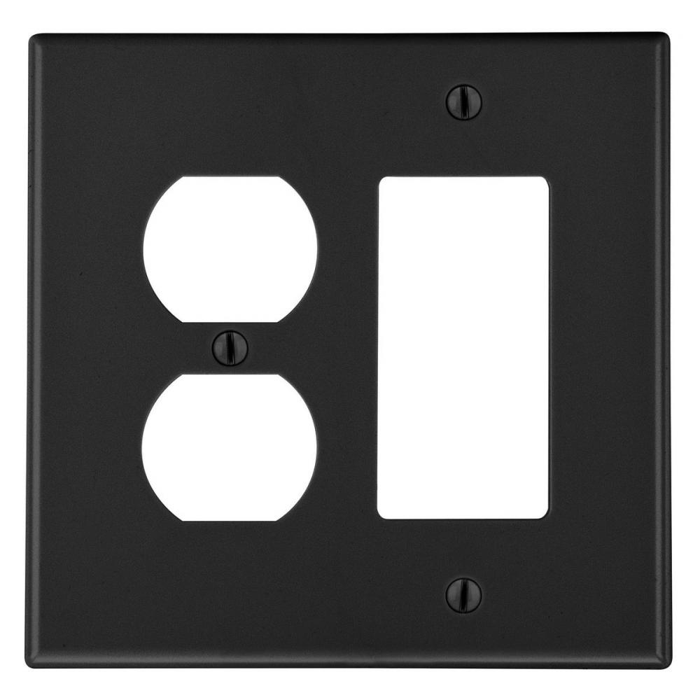 WALLPLATE, 2-G,  1) DUP 1) DEC, BK