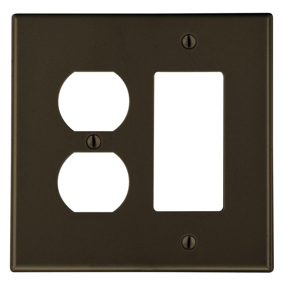 WALLPLATE, 2-G,  1) DUP 1) DEC, BR