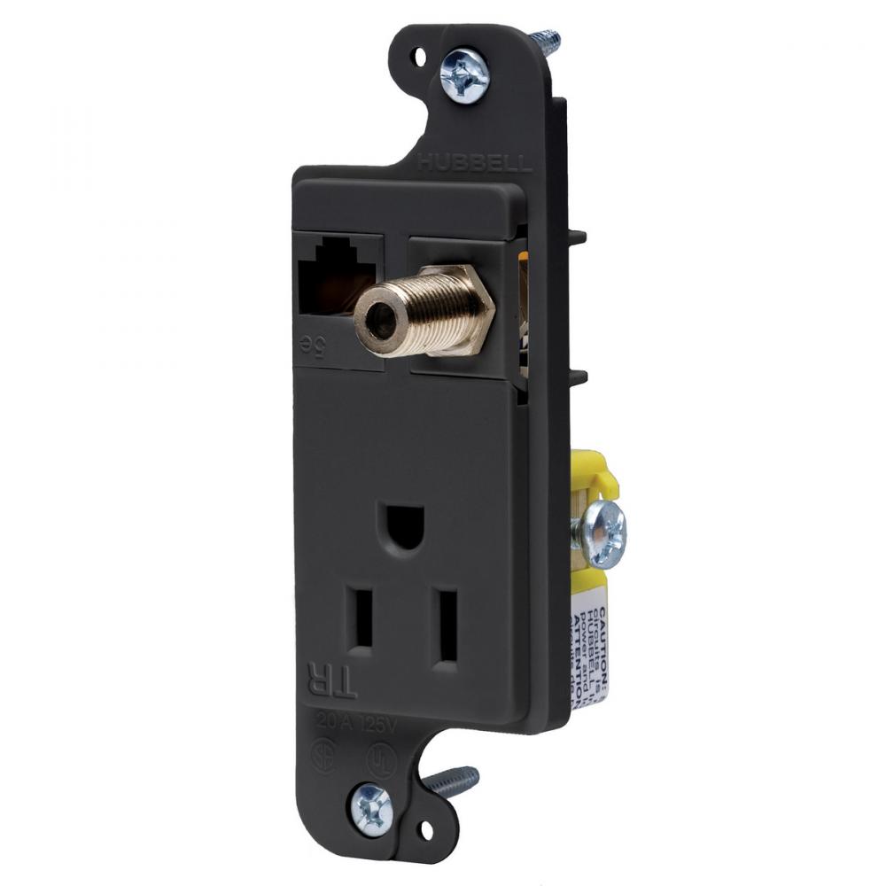 JLOAD 15A MEDIA OUTLET TR,  BLACK