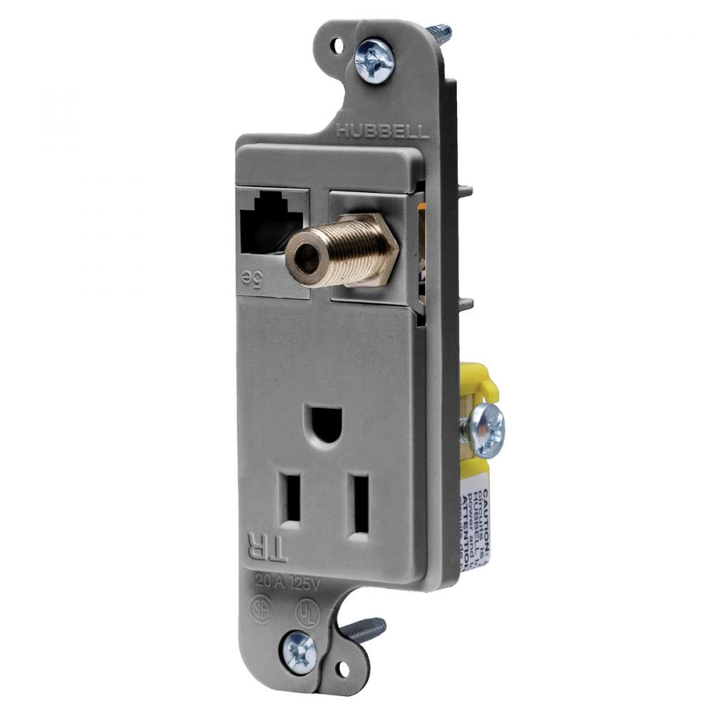 JLOAD 15A MEDIA OUTLET TR,  GRAY