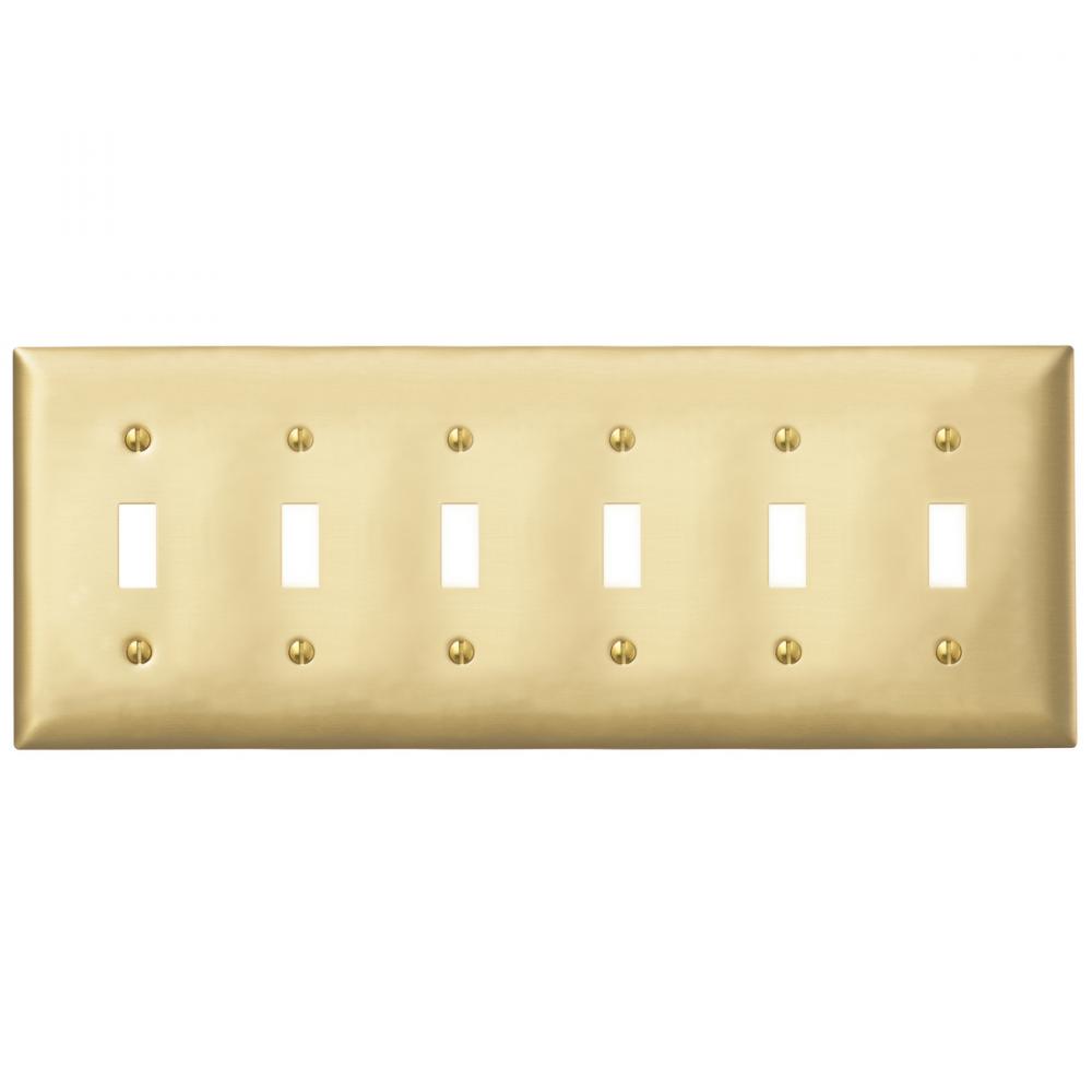 WALLPLATE 6-G, 6) TOG OPENING, BRS