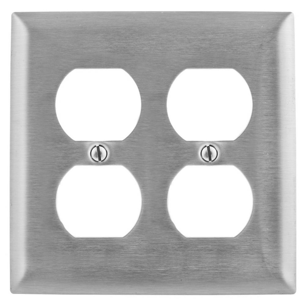 WALLPLATE, 2-G, DUP, SS