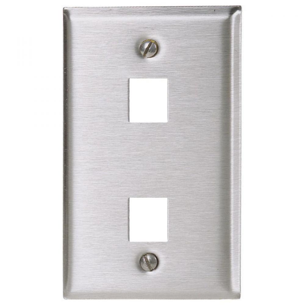 WALLPLATE, 1-G, 2 JACK, SS, MOD