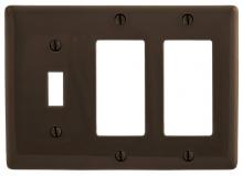 Bryant Electric, a Hubbell affiliate NP1262 - WALLPLATE, 3-G, 1) TOG 2) DEC, BR