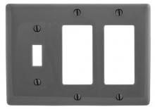 Bryant Electric, a Hubbell affiliate NP1262GY - WALLPLATE, 3-G, 1) TOG 2) DEC, GY