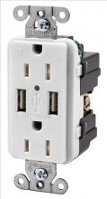 Bryant Electric, a Hubbell affiliate USB15X2W - USB CHRGR 15A 125V DUP, 3A 5V PORT, WH