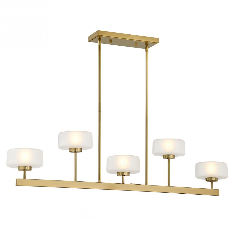 Falster 5-Light LED Linear Chandelier in Warm Brass