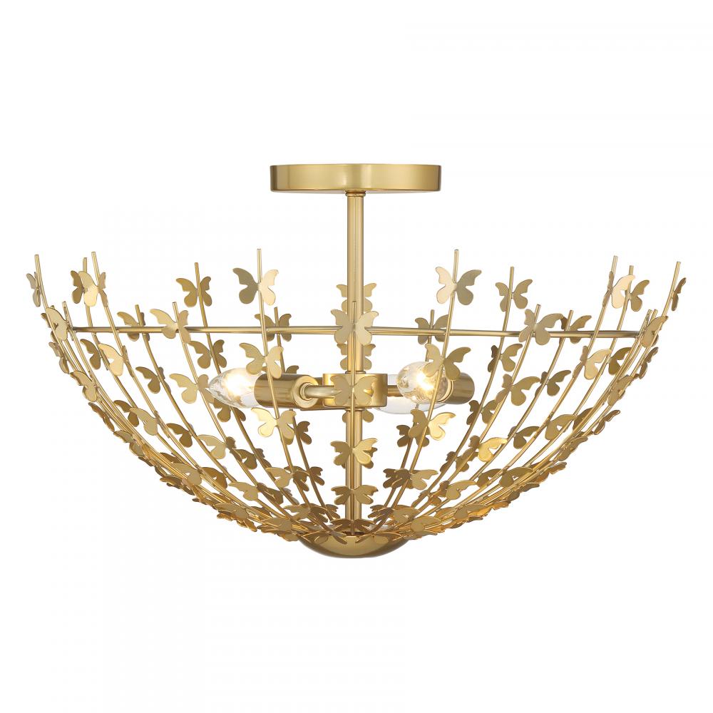 Birch 3-Light Ceiling Light in Burnished Brass