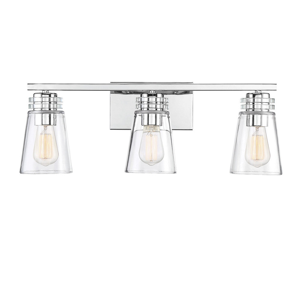 Brannon 3-Light Bathroom Vanity Light in Polished Nickel